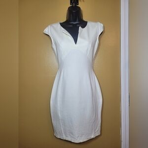 Lulu’s Sheath White Mini Dress Exposed Zipper sz S